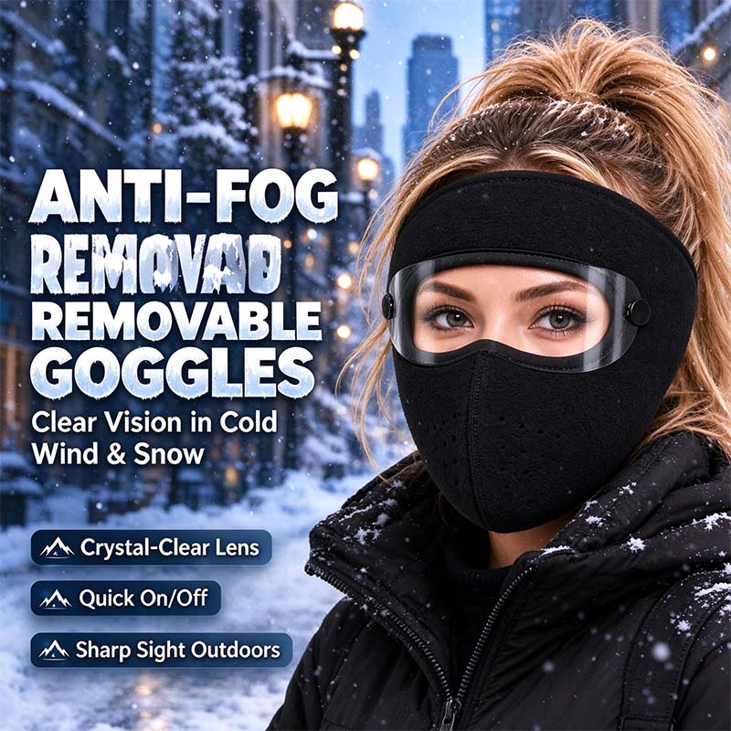 Fleece-Lined Winter Face Mask with Detachable Goggles