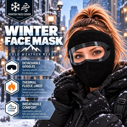 Fleece-Lined Winter Face Mask with Detachable Goggles